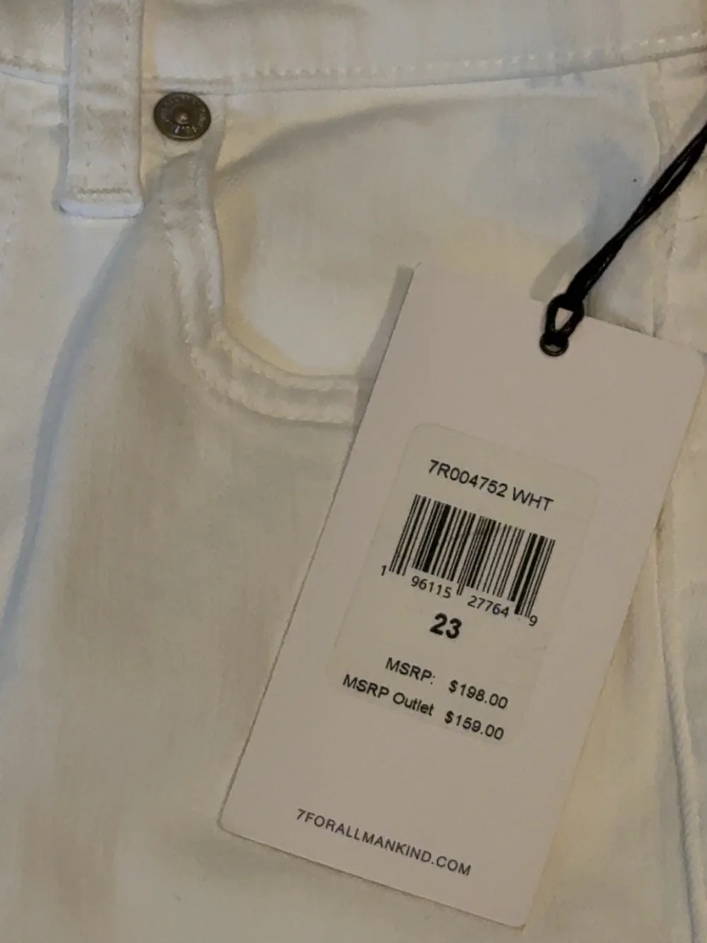 7 For All Mankind White High Waist Ankle Gwenevere, Size 23, NWT - Picture 2 of 10